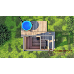 Баня 4,6х2,3м отделка термо рейка Gartensauna-13 Thermowood Production под ключ от производителя Смела