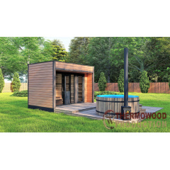 Модульная баня 3,0х2,3м с панорамным окном Gartensauna-18 от Thermowood Production под ключ от производителя Иршава