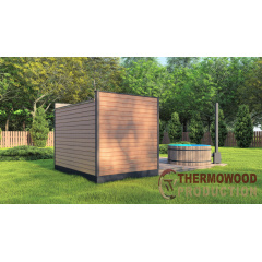 Модульная баня 3,0х2,3м с панорамным окном Gartensauna-18 от Thermowood Production под ключ от производителя Иршава