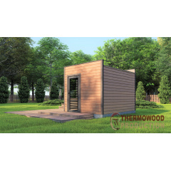 Модульная баня 3,3х2,3м отделка рейка с панорамным окном Gartensauna-21 от Thermowood Production под ключ Чернигов