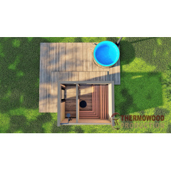 Модульная баня 3,3х2,3м отделка рейка с панорамным окном Gartensauna-21 от Thermowood Production под ключ Чернигов