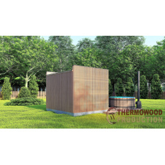 Модульная баня 3,5х2,3м с панорамным окном Gartensauna-19 от Thermowood под ключ от производителя Мелитополь