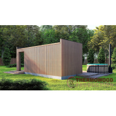 Модульна лазня 7,0х2,3м з панорамним вікном Gartensauna-23 від Thermowood Production під ключ від виробника Кам'янець-Подільський