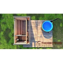 Модульная баня 4,0х2,75м с панорамным окном Gartensauna-23 от Thermowood Production Тячев