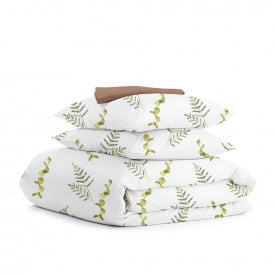 Евро комплект на резинке Cosas GREEN FOLIAGE CS1 Ранфорс 200х220 см Зеленый