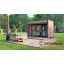 Модульная баня 3,0х2,3м с панорамным окном Gartensauna-18 от Thermowood Production под ключ от производителя Иршава