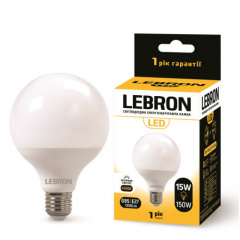 LED лампа Lebron L-G95 15W Е27 4100K 1350Lm кут 240° Фастів