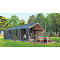 Каркасна лазня Барн Хаус 8,7х5,0м Sauna Barn House 02 Thermowood Production Цумань