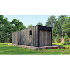 Каркасная баня 9,0х5,0м High-Tech Sauna 04 под ключ в современном стиле хай-тек от производителя ThermoWood Полтава
