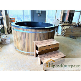 Купель из стеклопластика с обшивкой из термодерева