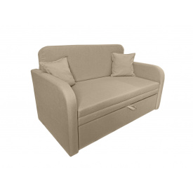 Диванчик-кровать раскладной Эльф-110 см мягкий с подлокотниками в ткани бежевый-карамель