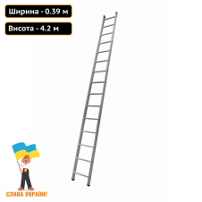 Алюмінієва приставна драбина 15 сходинок Техпром