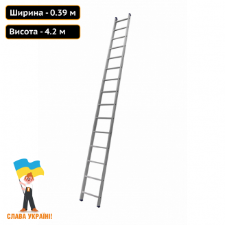 Алюминиевая приставная лестница 15 ступеней Техпром