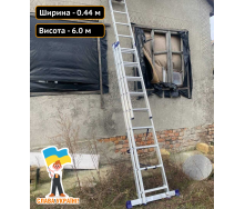 Алюминиевая трехсекционная лестница 3х9 ступеней Техпром