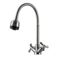 Смеситель для кухни DOMINO DK-H1-2N-103MA Chrom хрест кераміка,с гофровиливом Харків