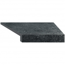 Aquaviva Угловой Г-образный элемент бортовой плитки Aquaviva Granito Black, 595x345x50(20) мм (правый/45°)