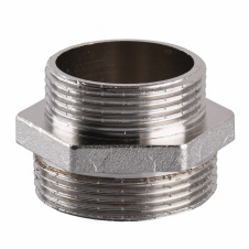 Ниппель редукционный никелированный 1 1/2″НР х 1 1/4″НР штампованный А0522А(нк)