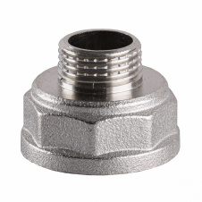 Редукционный переходник никелированный 1″ВР х 1/2″НР штампованный А0602А(нк)