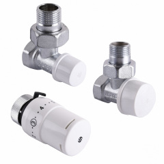 Набор Краны радиаторные угловые ARCO 1/2″ подача + обратка + термоголовкаа KC001 KCТ01 М30 Луцьк