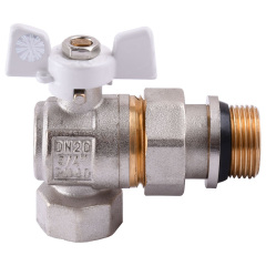 Кран шаровый угловой с американкой Q PROFESSIONAL QP004 PN40 3/4″ антипротечка, Белая бабочка Київ