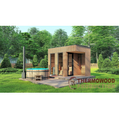 Будівництво сауни 3,6х2.3 оздоблення термо рейка Gartensauna-10 Thermowood Production під ключ Якимівка