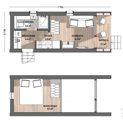 Барнхаус, модульний будинок 7,8х3,2м Barn House 03 від виробника ThermoWood Production Якимівка
