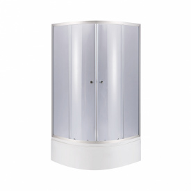 Lidz Latwa SC80x80.SAT.HIGH.GR Душова кабіна напівкругла скло тон. 4 мм + Lidz Душовий піддон KAPIELKA ST80x80x41 з панеллю
