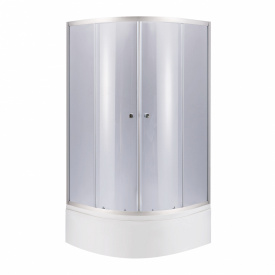 Lidz Latwa SC90x90.SAT.HIGH.GR Душова кабіна напівкругла скло тон 4 мм + Lidz Душовий піддон KAPIELKA ST90x90x41 з панеллю