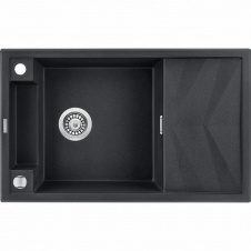 Deante Мойка кухонная Magnetic, гранит, прямоуг., с крылом, 820х500х219мм, чаша - 1, накладная, металлический графит