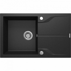 Deante Мойка кухонная Andante, гранит, прямоуг., с крылом, 780х490х194мм, чаша - 1, накладная, металлический графит Кам'янське