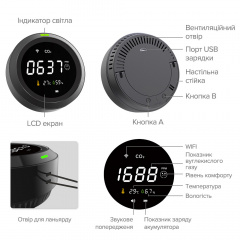 Термогигрометр с датчиком измерения CO2 с WiFi SBT group PTH-8 (PTH-8-12) Кропивницкий
