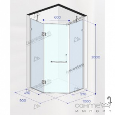 Душевая кабина Weston WK5 900x1000x2000 хром/стекло прозрачное, ручка-полотенцедержатель