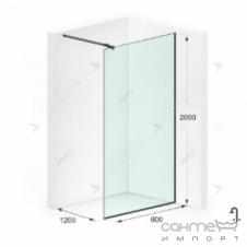 Душевая перегородка Liberta Reims 1200x800x2000 профиль матовый черный/стекло диамант