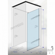 Душевая перегородка Weston WK0 1000x800x2000 polish/стекло прозрачное extra-clear