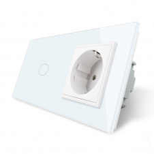 Безконтактний вимикач із розеткою Livolo білий скло (VL-C701/C7C1EU-PRO-11)