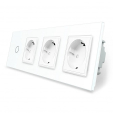 Сенсорний Wi-Fi вимикач Livolo ZigBee з трьома розетками білий скло (VL-C701Z/C7C3EU-11)