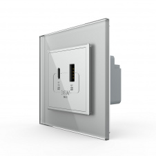 Розетка USB-A та USB-C 36W сірий скло (VL-C7FCUA18W.UC18W-2IP)