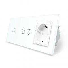 Сенсорный Wi-Fi выключатель Livolo ZigBee 3 канала (1-2) с розеткой белый стекло (VL-C701Z/C702Z/C7C1EU-11) Запорожье