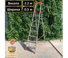 Стремянка алюминиевая односторонняя для дачи на 7 ступеней Техпром