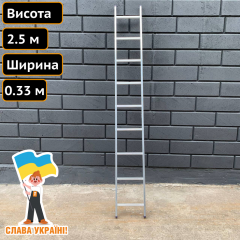 Односекційна приставна драбина із алюмінію на 9 сходинок Техпром Кропивницький
