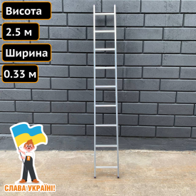 Односекційна приставна драбина із алюмінію на 9 сходинок Техпром