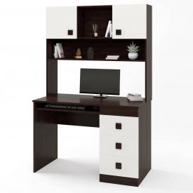 Стол письменный Эверест с надстройкой Венге темный + белый (110х55х172 см)