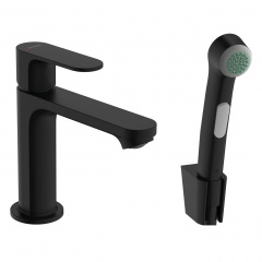 REBRIS Sсмеситель для умывальника 110, с гигиенической лейкой, черный матовий Нововолинськ