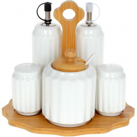 Набор емкости для специй для масла уксуса соли перца сахара Bona Purity 21х16х20.5 см Белый (DP186242)