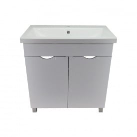 Тумба пластиковая с керамическим умывальником Mikola-M Smile 50 см Белый