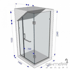 Душевая кабина Weston 1400x900x2340 polish/прозрачное стекло, ручка полотенцедержатель