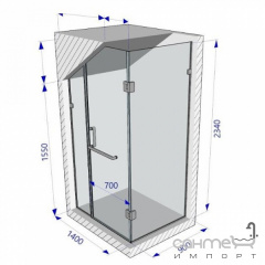 Душевая кабина Weston 1400x900x2340 polish/прозрачное стекло, ручка полотенцедержатель Каменское