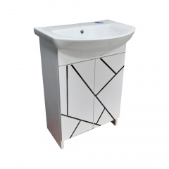 Тумба Mikola-M пластиковая 2.0 Chaos black с умывальником 50 см Белый Дніпрорудне