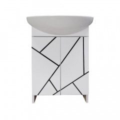 Тумба Mikola-M пластиковая 2.0 Chaos black с умывальником 50 см Белый Дніпрорудне