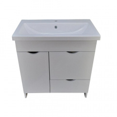 Тумба Mikola-M Plastics 2.0 с прямоугольным умывальником Комо 100х80х45 см Белый Якимівка